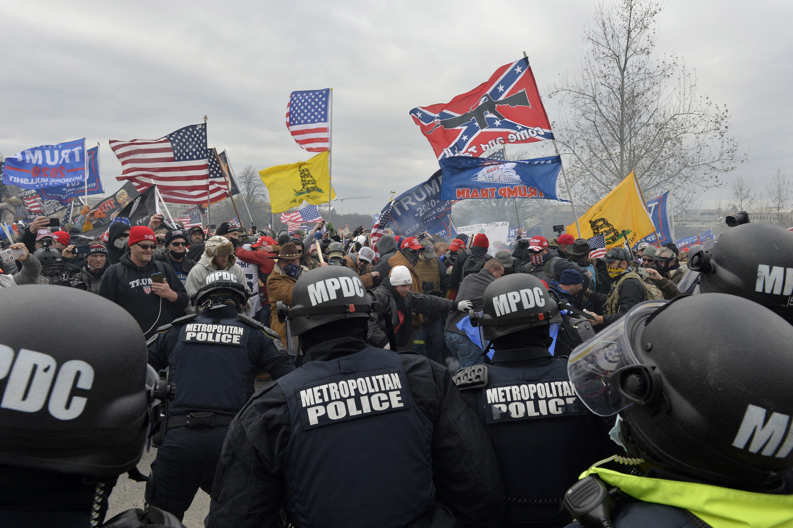 A riot between Trump supporters police