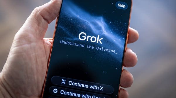 An iPhone displaying the Grok app.