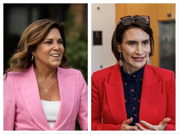 A side by side of two people