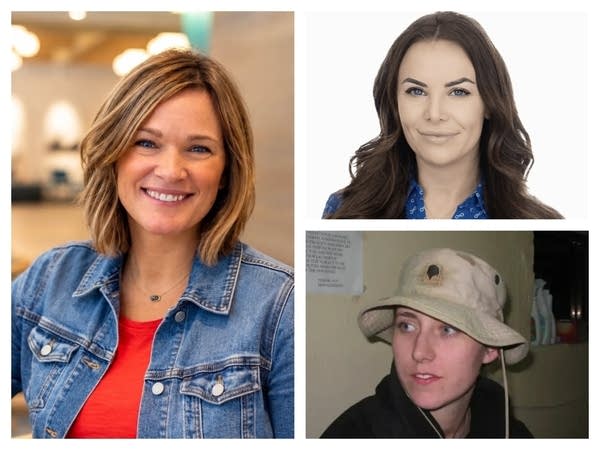 A composite of images of three women.